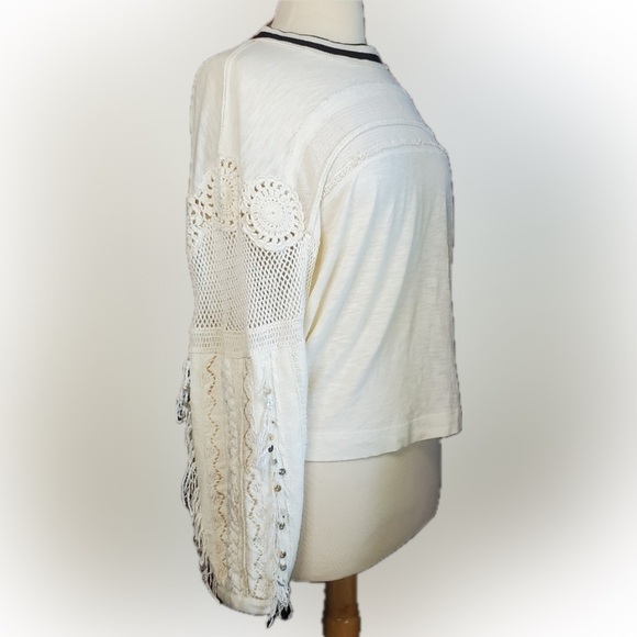 Free People Marrakesh embellished sleeve top size XS - FITS Small/Medium* - Picture 1 of 9